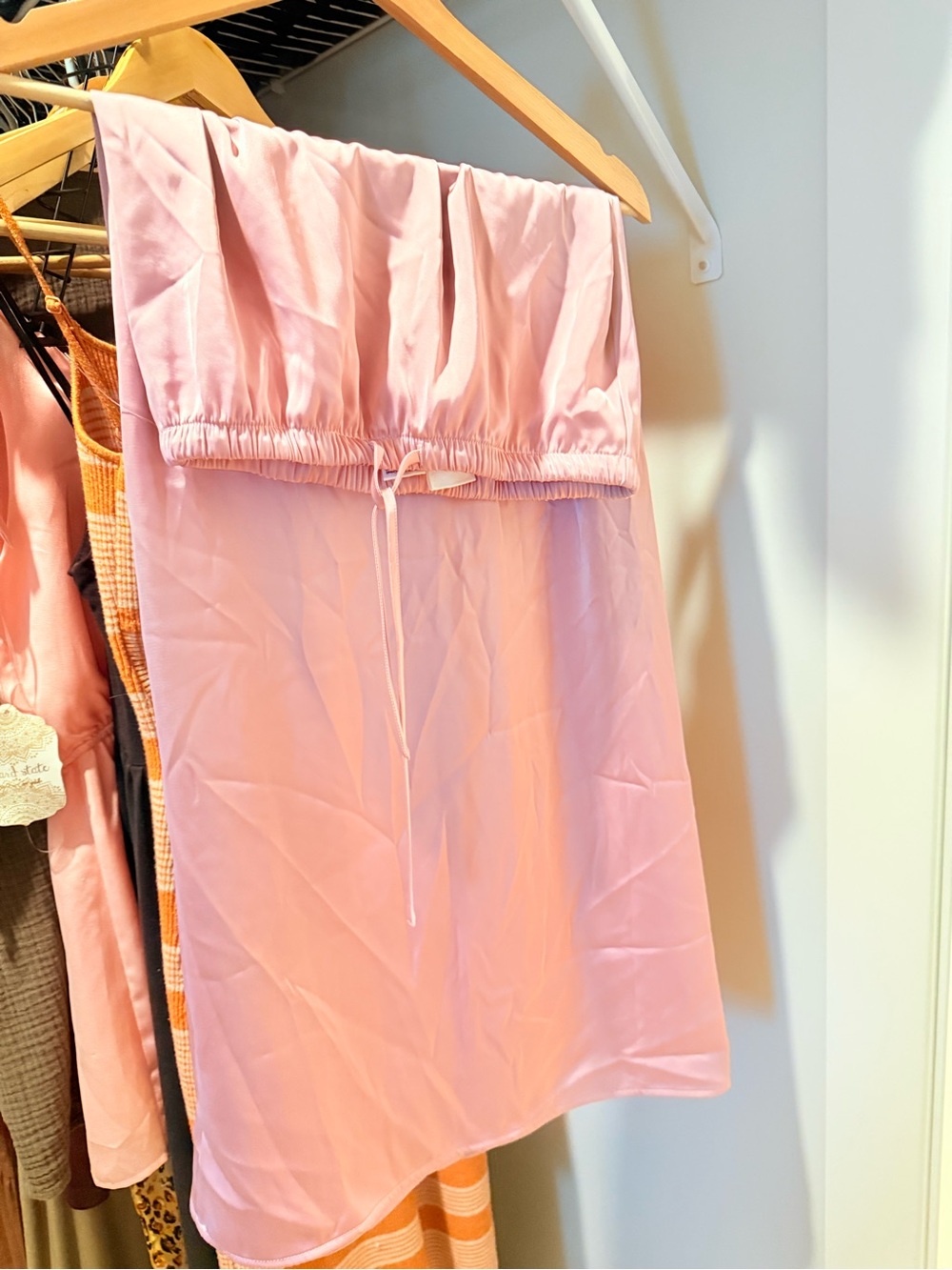 Song of Style Blush Pink Satin Sleep Skirt with Drawstring Waist